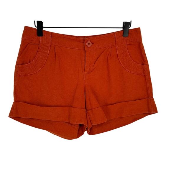 Banana Republic Orange Linen Blend Cuffed Chino Shorts Summer Beach Casual 4 - Picture 1 of 7